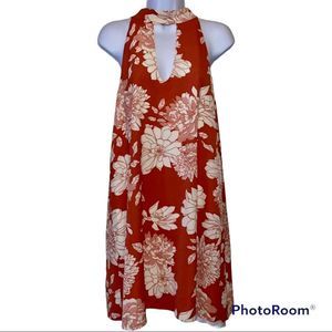 Waverly Grey burnt orange floral shift dress size M